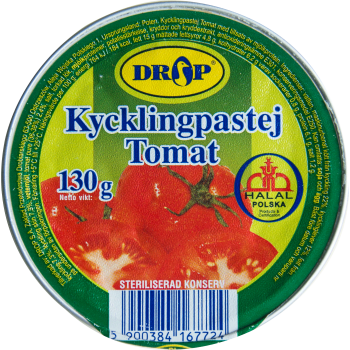 Kycklingpaté med tomat Halal 130g Drop.