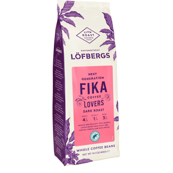 Fika Mörkrost hela bönor Ekologisk 400g Löfbergs.