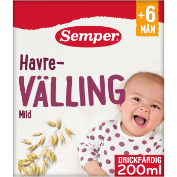 Havrevälling mild drickfärdig Från 6m 200ml Semper.