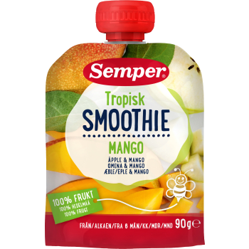 Smoothie tropisk Äpple & mango Från 6m 90g Semper.
