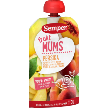 Fruktmums Persika, äpple & banan 6m 110g Semper.
