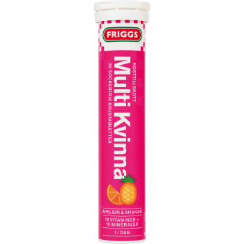 Brustablett Multi Kvinna Apelsin & Ananas Sockerfri 20-p 1000mg Friggs.