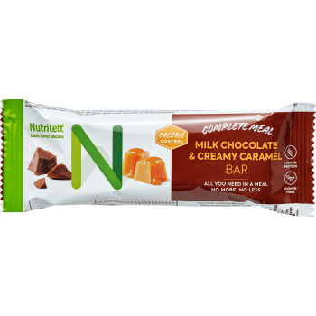 Viktkontroll Bar Milk Chocolate and Creamy Caramel 60g Nutrilett.