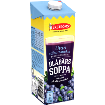 Blåbärssoppa utan tillsatt socker 1l Ekströms.