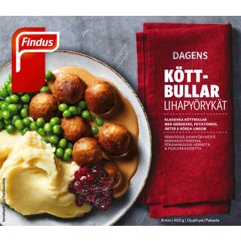 Köttbullar med gräddsås Fryst 400g Findus.
