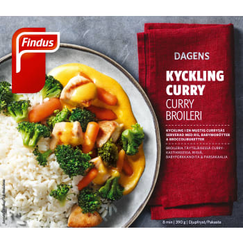 Kycklingfilé curry Fryst 390g Findus.