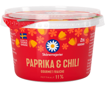 Crème fraiche Lätt Paprika & Chili 11% 2dl Skånemejerier.