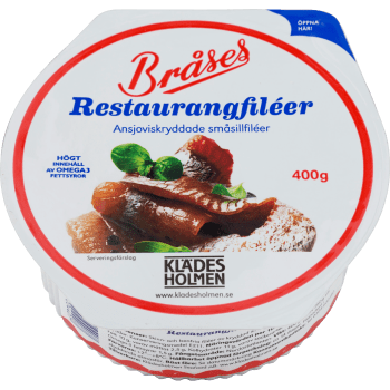 Restaurangfiléer Bråses ansjoviskryddade småsillfiléer 400g Klädesholmen.