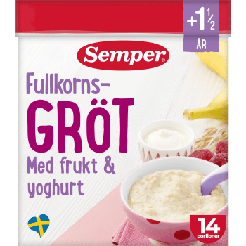 Fullkornsgröt Frukt & yoghurt Från 1,5år 14 port 470g Semper.