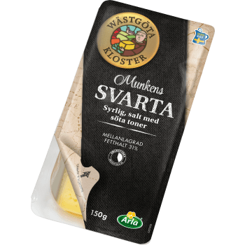 Munkens Svarta skivad ost 31% 150g Wästgöta Kloster.