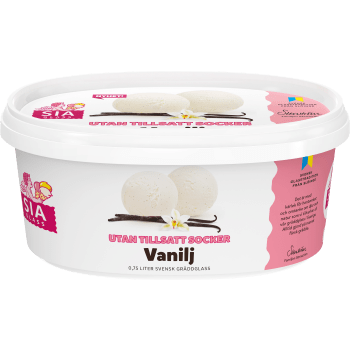 Gräddglass Vanilj utan tillsatt socker 750ml SIA Glass.