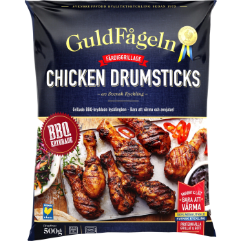 Chicken drumsticks BBQ Fryst 500g Guldfågeln.