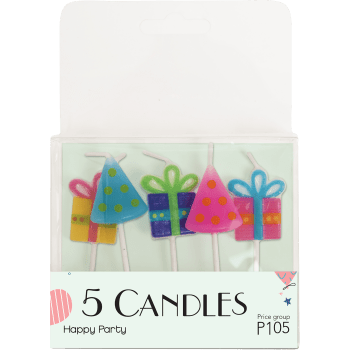 Tandpetarljus Present 5-p Happy Party.