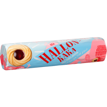 Hallonkaka med vaniljkräm 175g ICA.