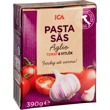 Pastasås Tomatsås med Vitlök 390g ICA.