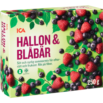 Hallon & blåbär Fryst 250g ICA.