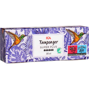 Tampong Super Plus 16-p Miljömärkt ICA.