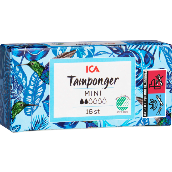 Tampong Mini 16-p Miljömärkt ICA.