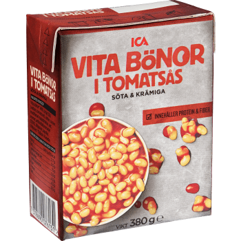 Vita Bönor i Tomatsås 380g ICA.