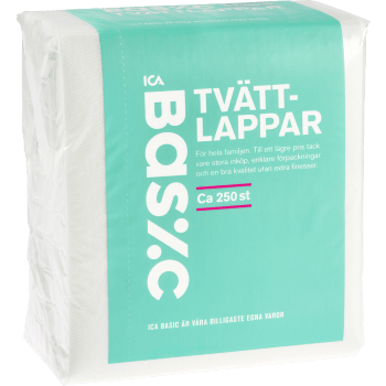 Tvättlappar 250-p ICA Basic.