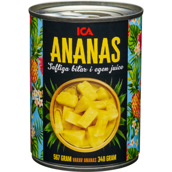 Ananasbitar i juice 340g ICA.