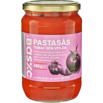 Pastasås Tomat & vitlök 690g ICA Basic.