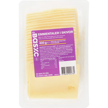 Emmentaler skivad 400g ICA Basic.