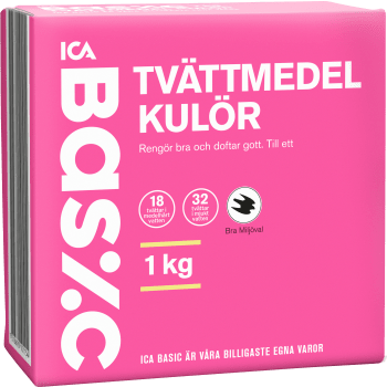Tvättmedel Kulör 1kg Miljömärkt ICA Basic.
