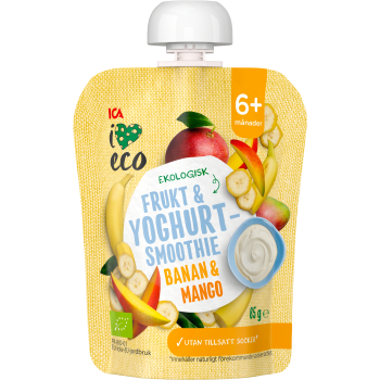 Smoothie Yoghurt banan & mango Från 6m Ekologisk 85g ICA I love eco.