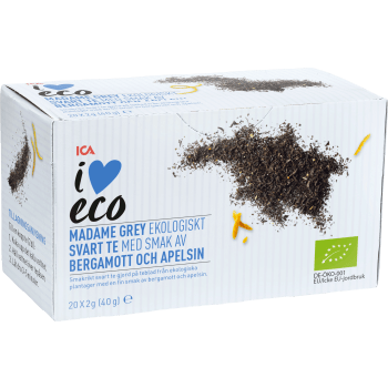 Madame grey Svart te med bergamott & apelsin Ekologisk 20-p ICA I love eco.