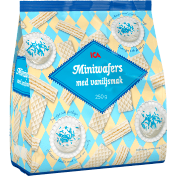 Miniwafers med vanilj 250g ICA.