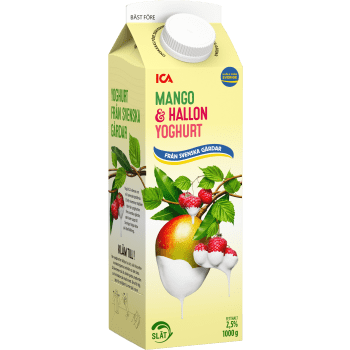 Fruktyoghurt Mango & hallon slät 2,5% 1000g ICA.