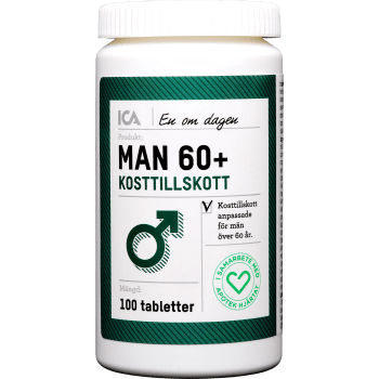 Multivitamin Man 60+ Kosttillskott 100-p ICA Hjärtat.