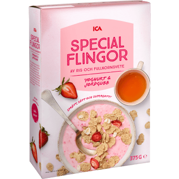 Specialflingor jordgubb och yoghurt 375g ICA.