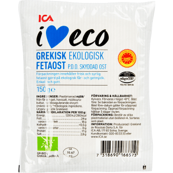 Fetaost Ekologisk 150g ICA.