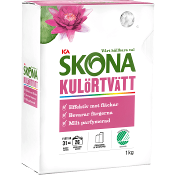 Tvättmedel Kulörtvätt Morgonsol 1kg Miljömärkt ICA Skona.