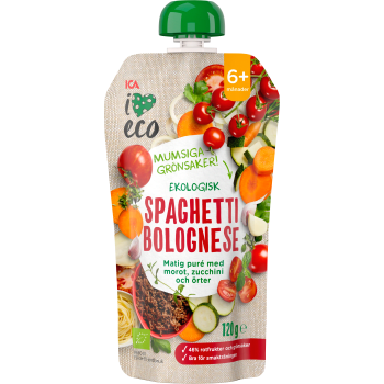 Barnmat Spaghetti bolognese 6m Ekologisk 120g ICA I love eco.