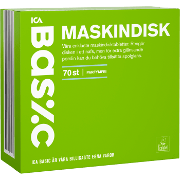 Maskindisktabletter 70-p Miljömärkt ICA basic.