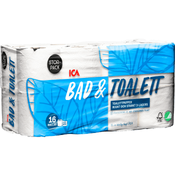 Bad & Toalettpapper 16-p Miljömärkt ICA.