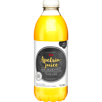 Apelsinjuice med fruktkött 1l ICA.