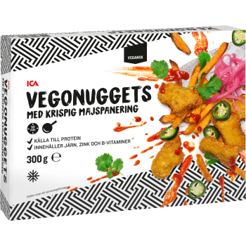 Vegonuggets med krispig majspanering 300g ICA.