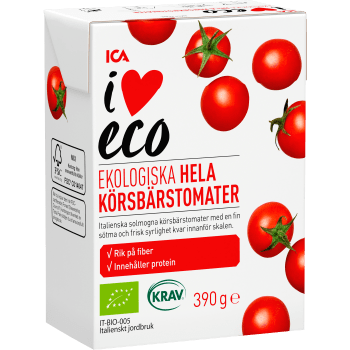 Körsbärstomater Hela Ekologiska 390g KRAV ICA I love eco.