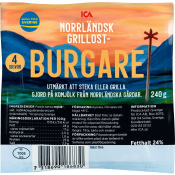 Grillostburgare Norrländsk 24% 4-p 240g ICA.