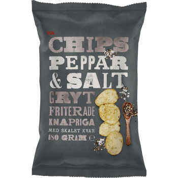 Chips Svartpeppar Salt Grytfriterade 180g ICA.