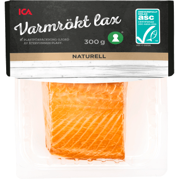 Lax Färsk Varmrökt i bit Naturell 300g Miljömärkt ICA.