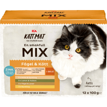 Kattmat Fågel & Kött i gelé 12-p ICA.