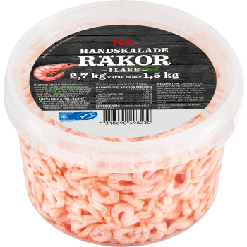 Räkor handskalade i lake 1,5 kg ICA.