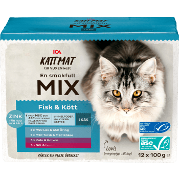 Kattmat Fisk & Kött i sås 12-p ICA.