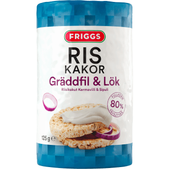 Riskakor med smak av Gräddfil & lök 125g Friggs.