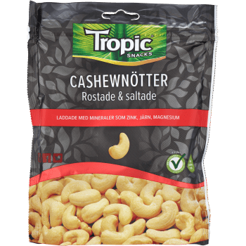 Cashewnötter Rostade och Saltade 170g Tropic Snacks.